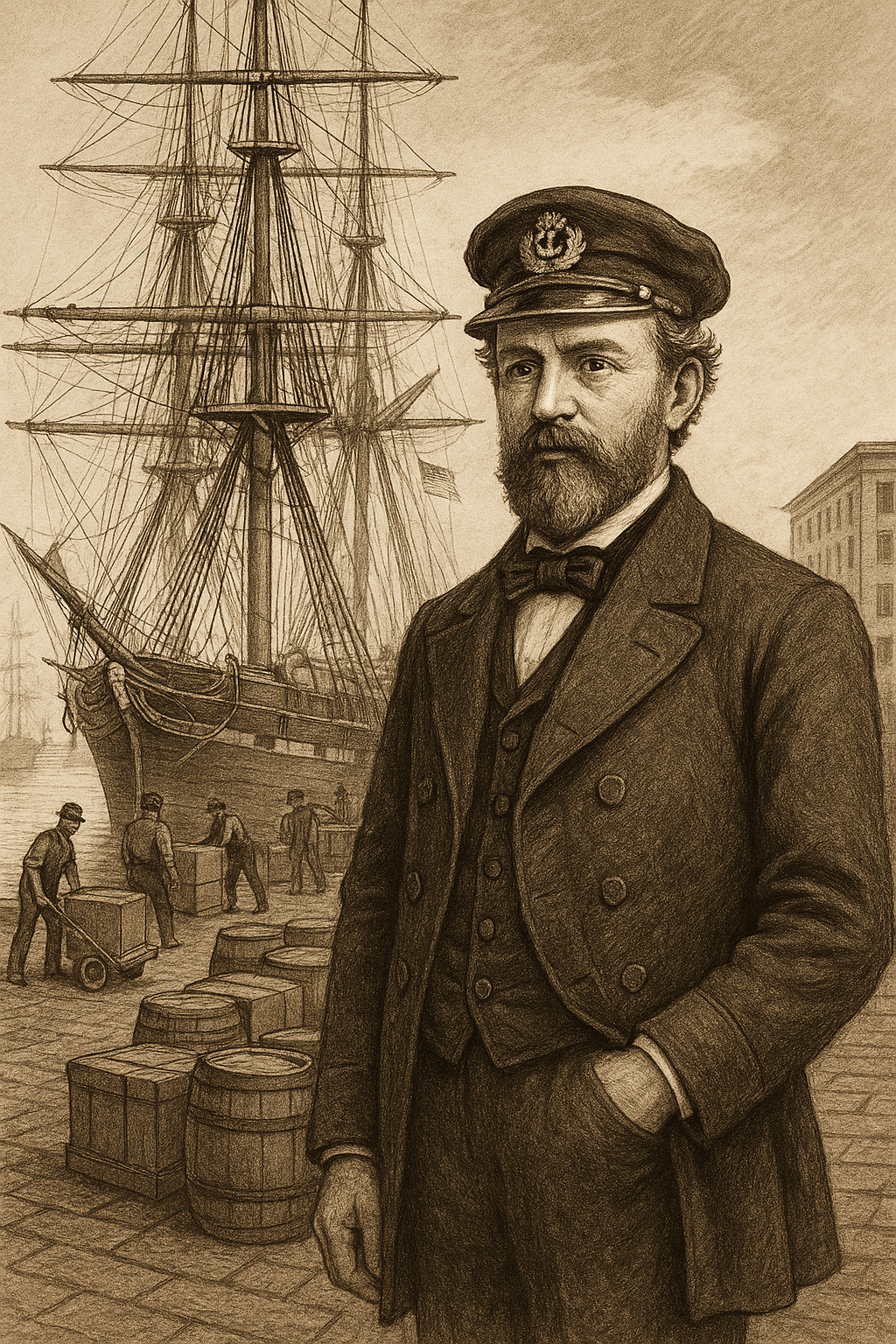 Captain Henry James Dickerson portrait at the Savannah docks